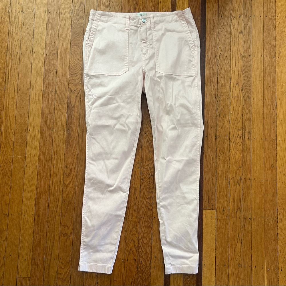 NWT J. Crew pink cotton stretch pants 32T tall skinny straight H6841